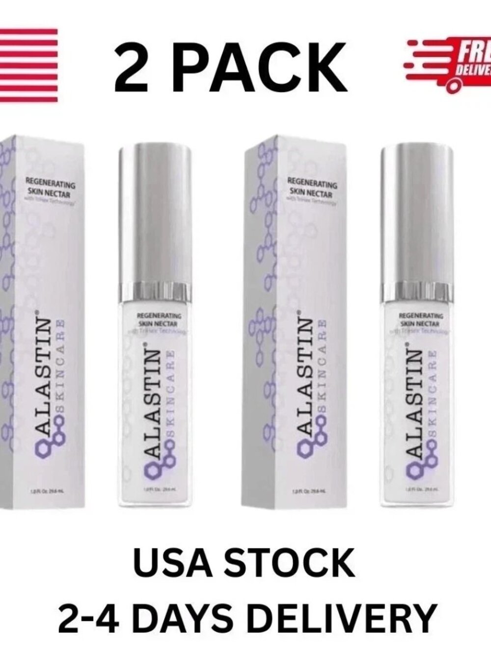 2 PACK Alastin Skincare Regenerating Skin Nectar ( 1 fl oz / 29.6 ml) NEW IN BOX